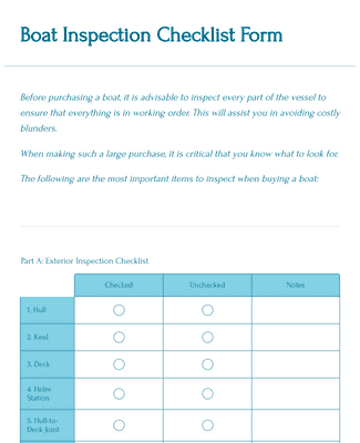 Boat Inspection Checklist Form