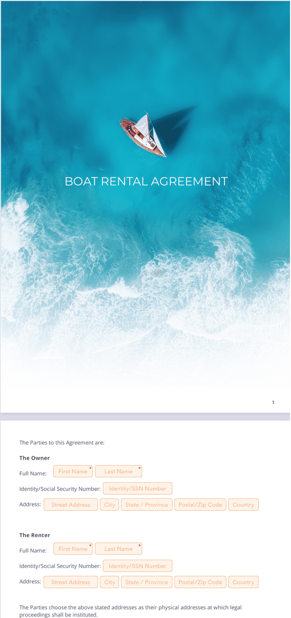 Sign Templates: Boat Rental Agreement