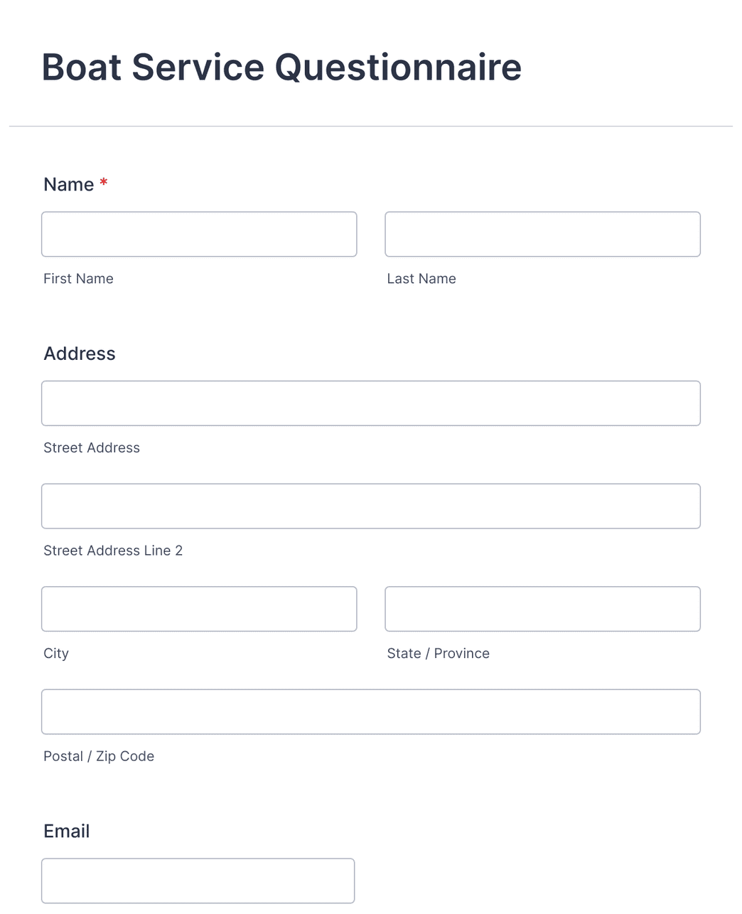 Boat Service Questionnaire Form Template Jotform