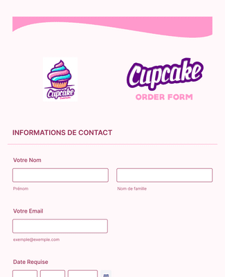 Form Templates: Bon de Commande de Cupcakes Colorés
