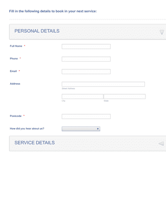 Form Templates: Book in a Vehicle Service Form