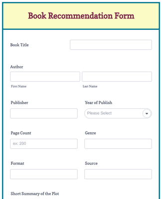 Form Templates: Book Recommendation Form