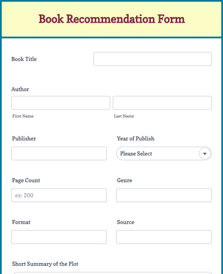 Form Templates: Book Recommendation Form