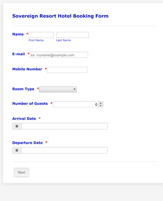 Form Templates: Booking Request Form
