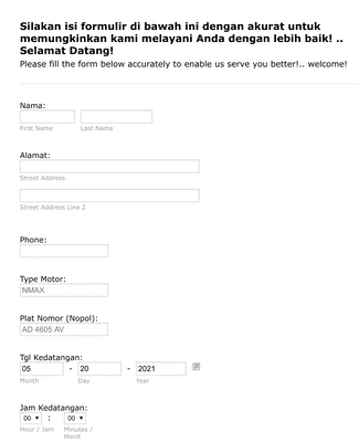 Form Templates: Booking Service Reservation Form