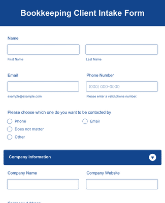 Form Templates: Bookkeeping Client Intake Form