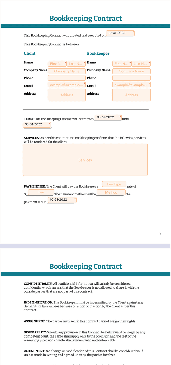 Bookkeeping Contract
