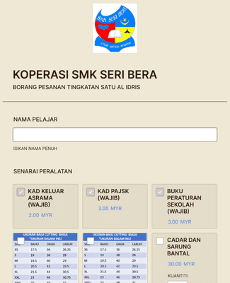 BORANG PESANAN Form Template  JotForm