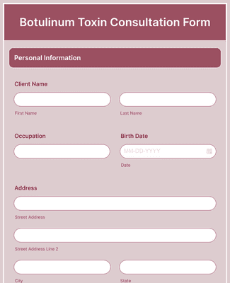 Botulinum Injection Form Botulinum Toxin Forms - Form Templates | JotForm
