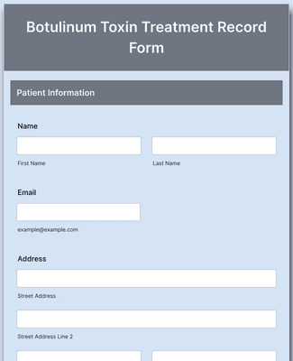 Botulinum Toxin Treatment Record Form