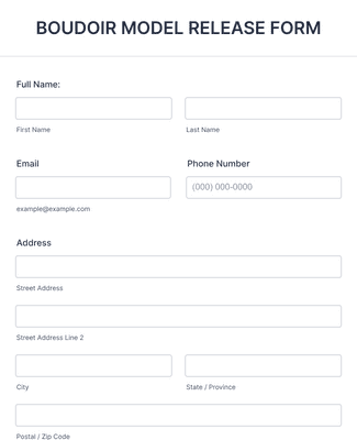 Boudoir Model Release Form Template | Jotform