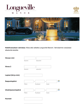 Form Templates: Boutique Hotel Varauslomake