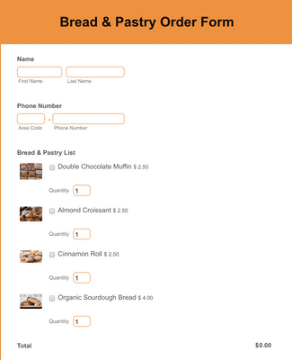 Bread & Pastry Order Form