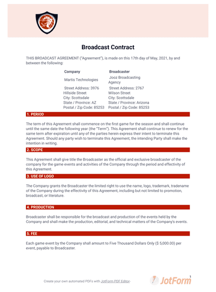 Broadcast Contract