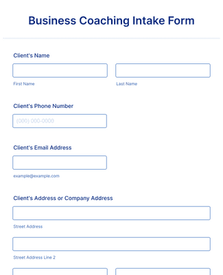 Form Templates: Business Coaching Intake Form