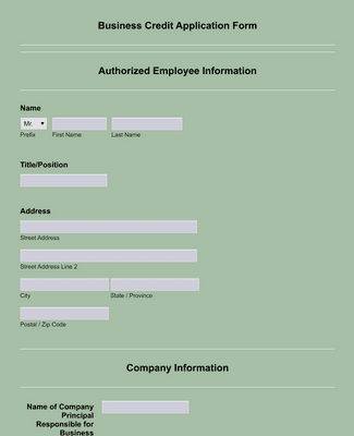 Business Credit Application Form