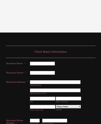 Business Customer Registration Form
