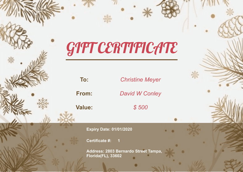 PDF Templates: Business Gift Certificate Template