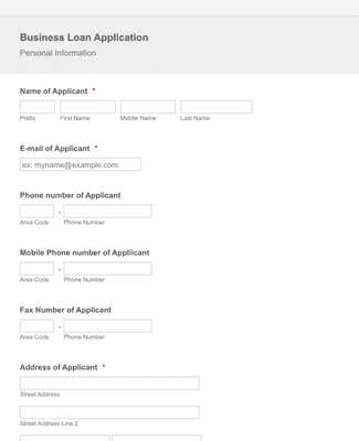 Form Templates: Business Loan Application Form