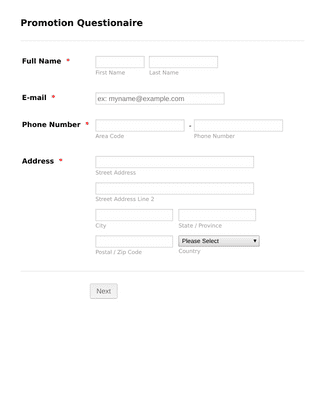 Promotion Entry Form Template | Jotform