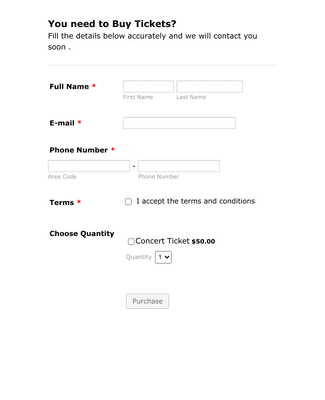 Form Templates: Ticket Purchase Form