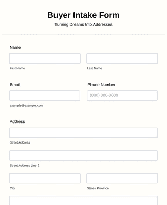 Buyer Intake Form Template | Jotform