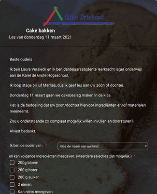 Form Templates: Cake Bakken