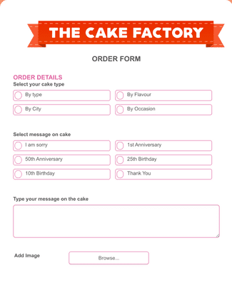 Cake Factory Order Form