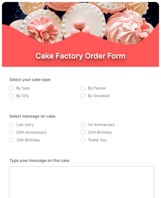 Cake Factory Order Form