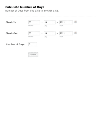 Form Templates: Calculate Number of Days