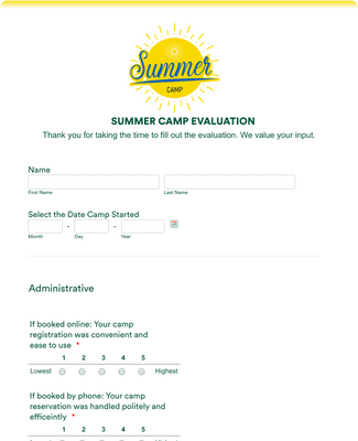 Camp Evaluation Form