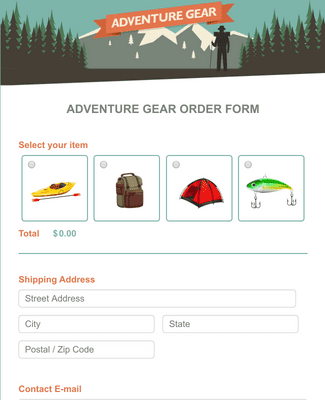 Form Templates: Camp Gear Order Form