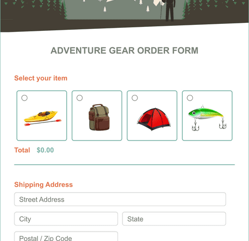 Form Templates: Camp Gear Order Form