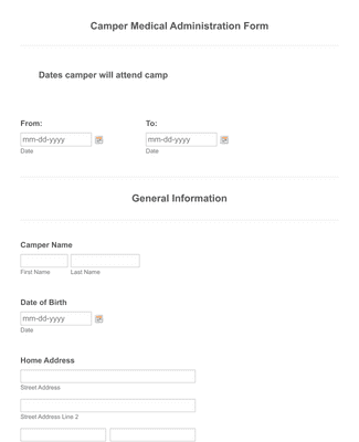 Camper Medical Administration Form Template | Jotform