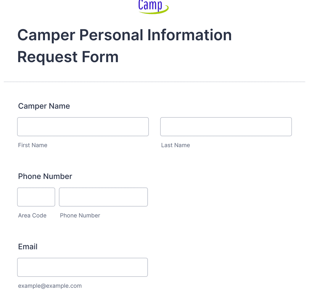 Camper Personal Information Request Form Template Jotform