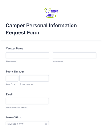 Form Templates: Camper Personal Information Request Form