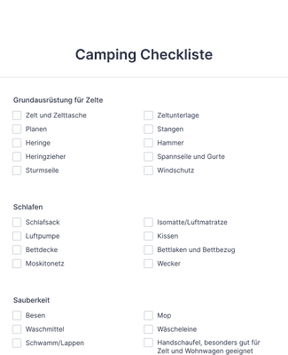 Form Templates: Camping Checkliste