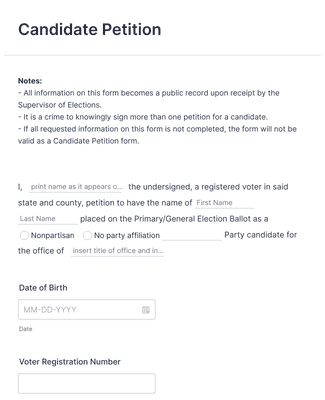 Candidate Petition Form Template | Jotform