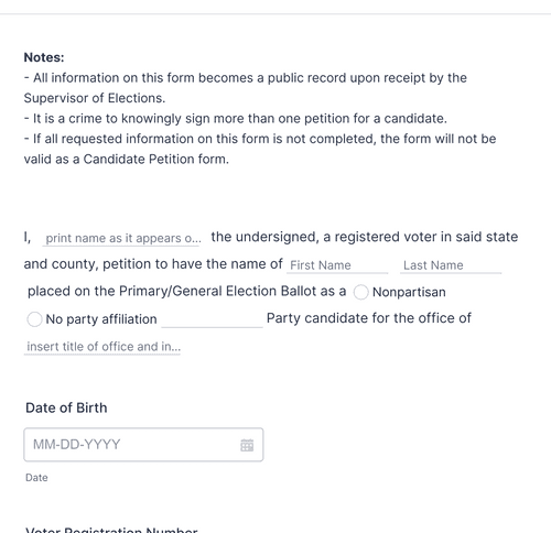 Petition Signup Form Template 