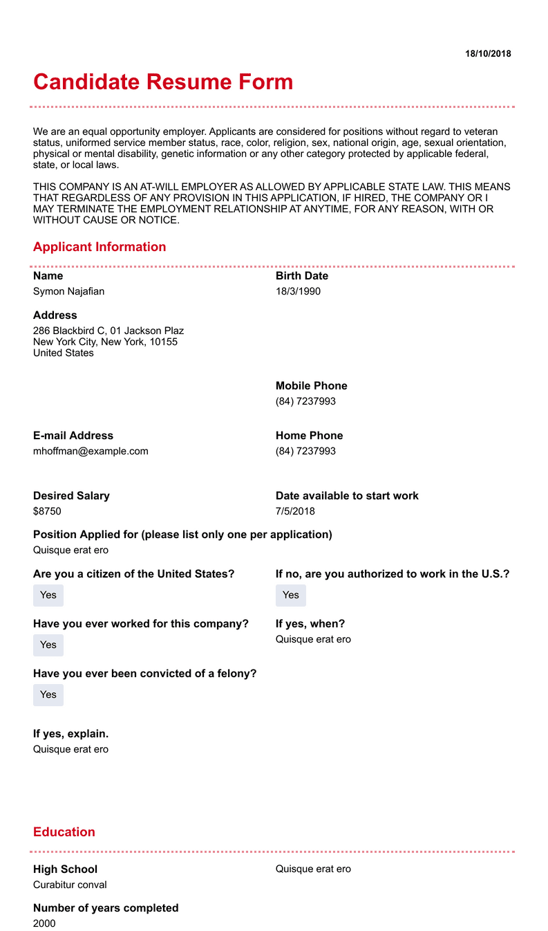 Applicant Resume Format Vrogue co