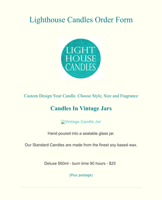 Form Templates: Candles Order Form