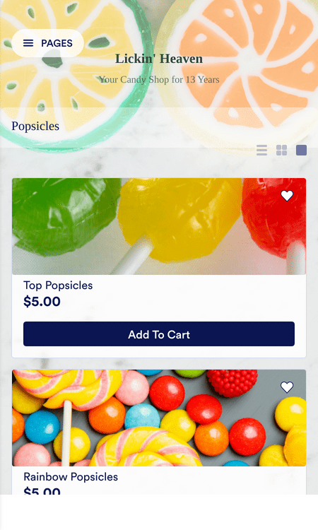 Template candy-shop-app