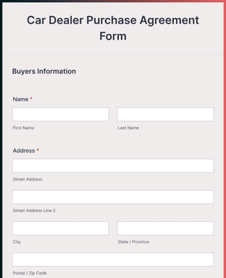 Form Templates: Car Dealer Purchase Agreement Form