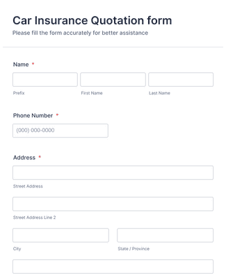 Auto Insurance Quote Script Insurance Quote Form Template | Jotform