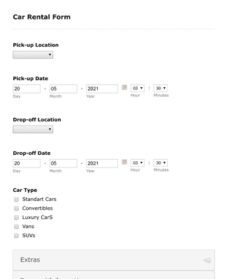 Van Rental Form Car Rental Form Template | JotForm