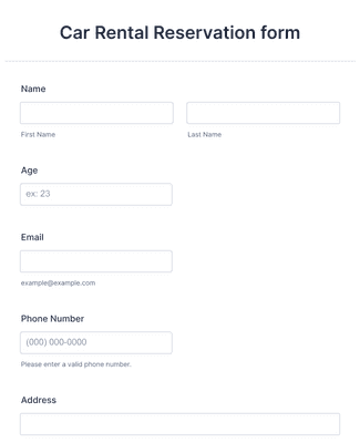Car Rental Confirmation Sample Car Rental Form Template | JotForm