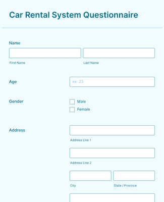 Car Rental System Questionnaire Form Template | Jotform