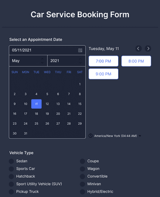 Form Templates: Car Service Booking Form