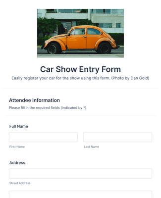 Form Templates: Car Show Entry Form