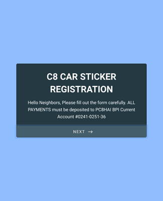 Car Sticker Registration Form